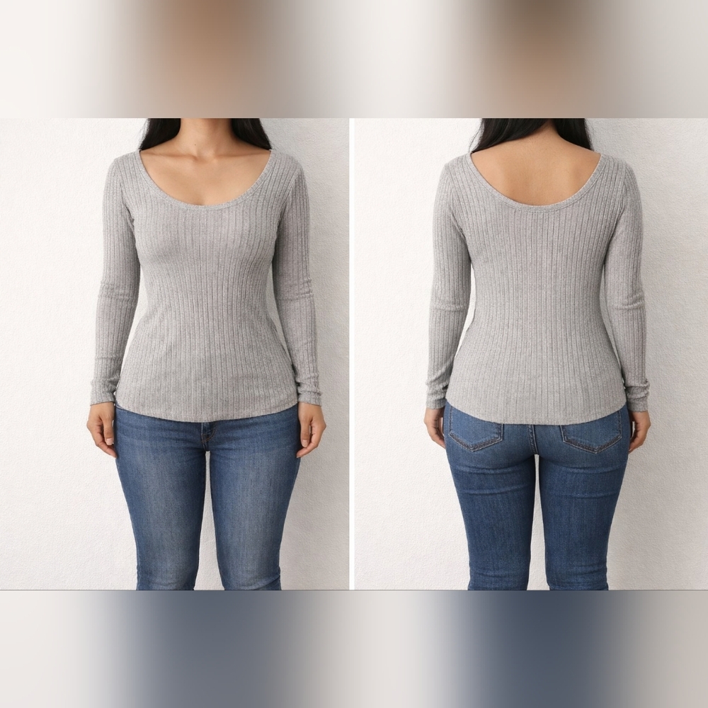 A New Day Light‎ Gray Ribbed Knit Top